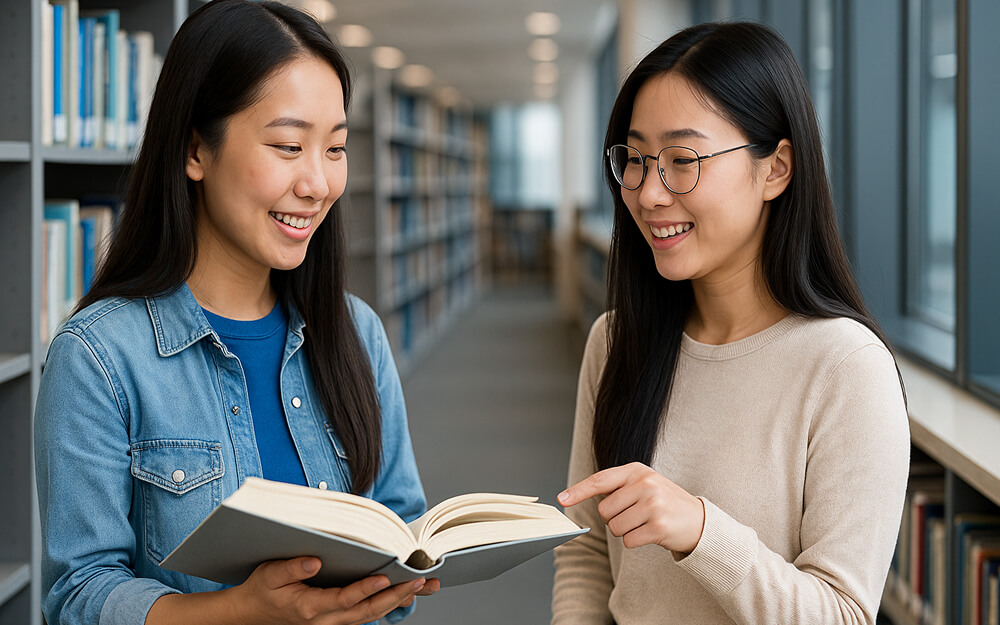 Étudiantes travaillant sur un mémoire en anglais